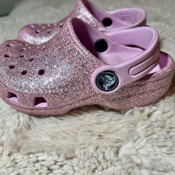 CROCS Toddler Glitter Sandals - Pink Sparkle Size 7 - Picture 4 of 7